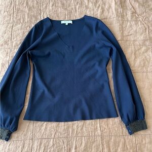 Navy Blue Milly gem cuff pullover size medium